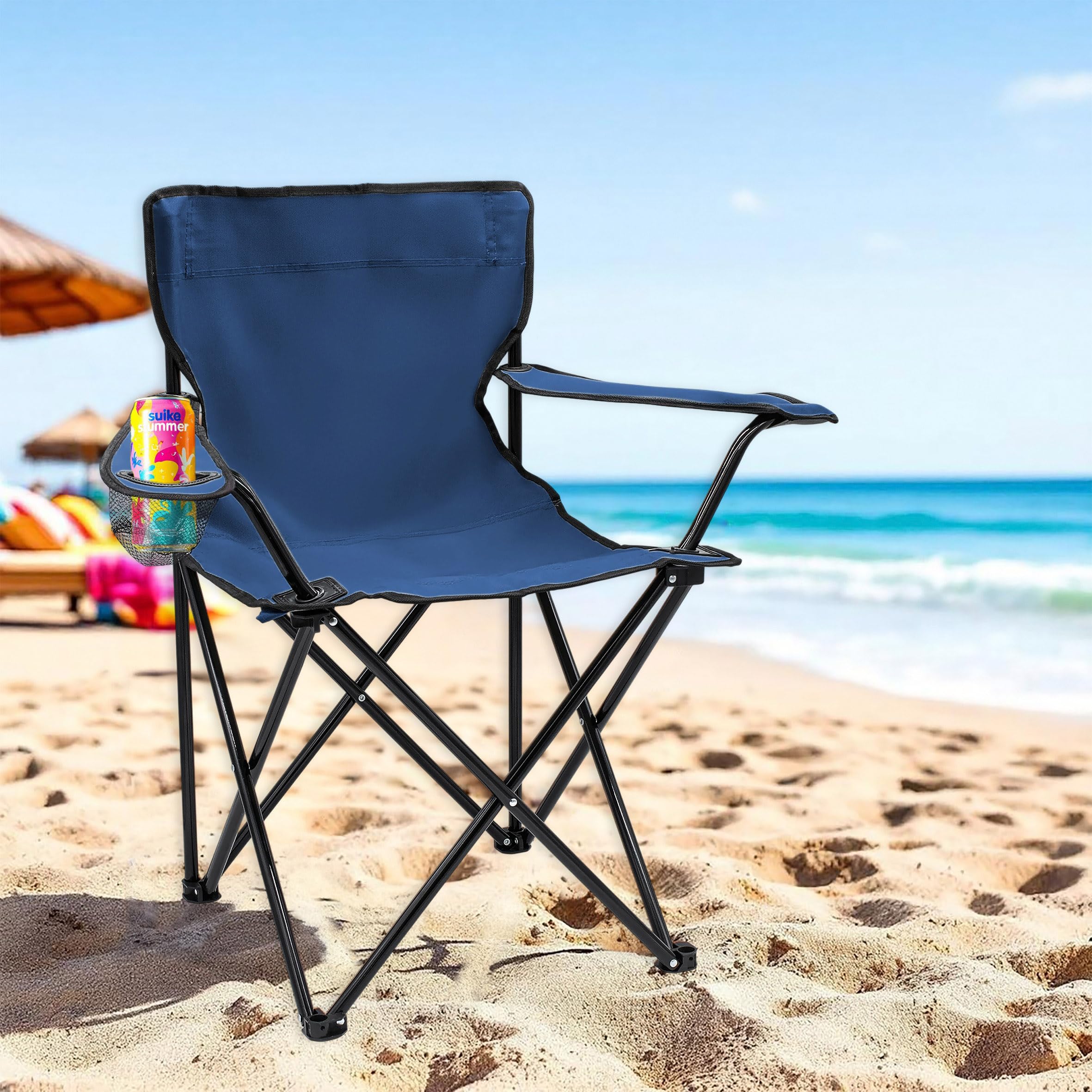 Sedia Da Campeggio Pieghevole, Imbottita, Sedia Da Pesca In Tessuto Oxford Finto Scamosciato - Foto 2