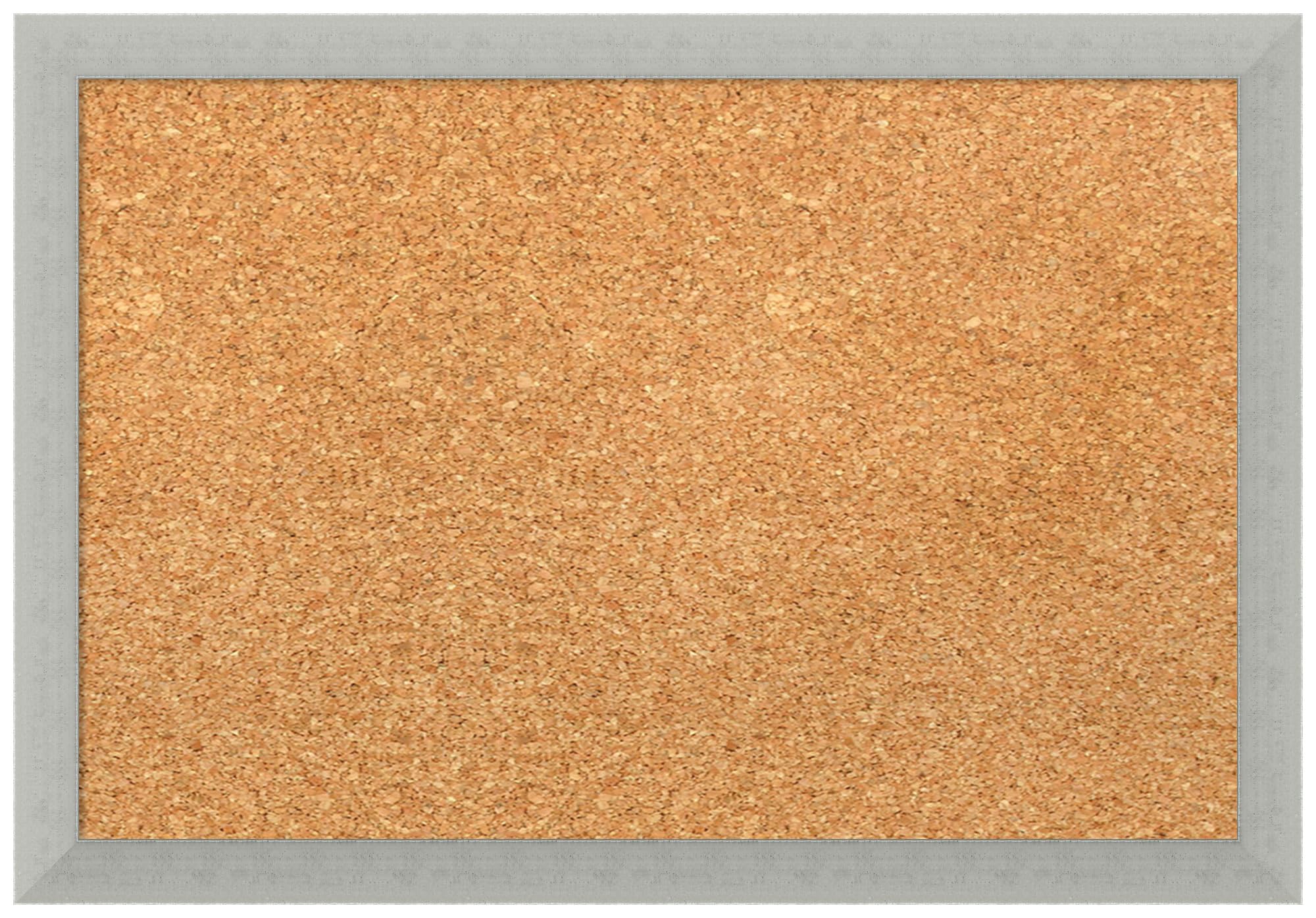 Amanti Art Natural Cork Board for Wall, 14x20 Vision Board with Silver Wood Frame, Small Corkboard Office Decor for Home Organization, Casual