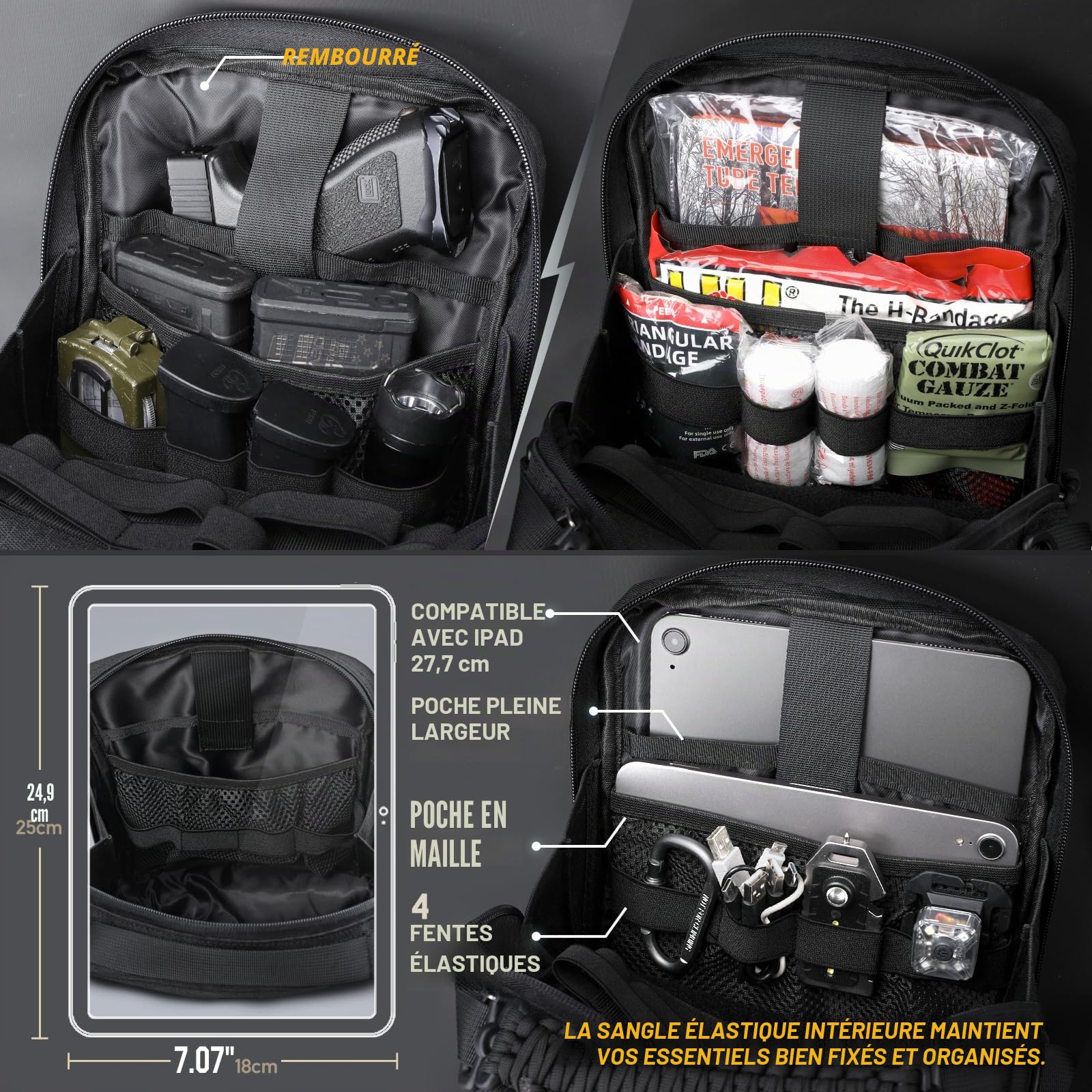 WYNEX Pochette Molle Tactique Trousse à Outils Utilitaire Poche Molle Supplémentaire Pour Sac à Dos Gilet Tactique Militaire Sacoche de Rangement Portable, Avec Panneau d’Insertion de Sangle Élastique