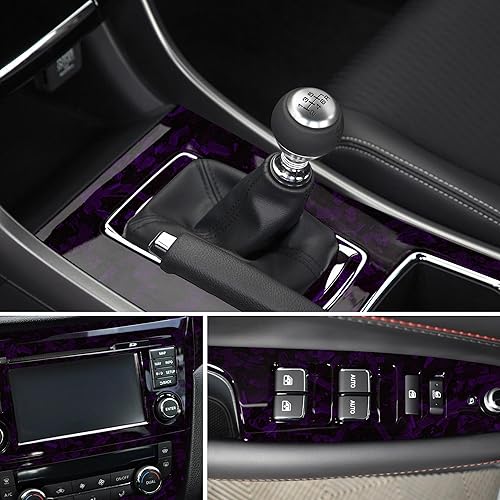 Miniatura 3 de Lypumso Envolturas de vinilo de fibra de carbono forjadas moradas, rollo de vinilo adhesivo para envolturas completas de automóvil, calcomanías