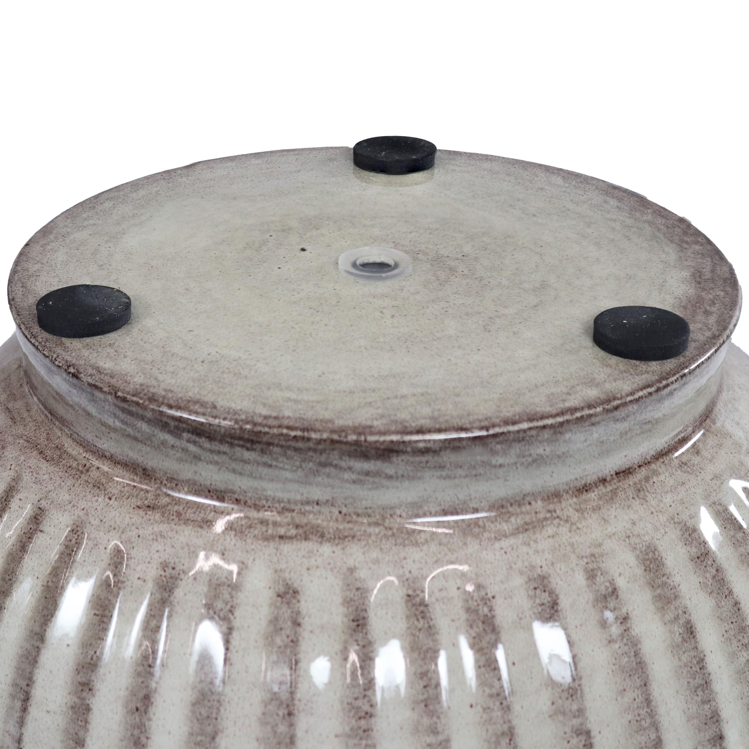 Sunnydaze Carlotta 14.75-Inch Indoor/Outdoor Metal Plant Pot Set with Drainage Holes and Rubber Plugs - White Glaze - Set of 2