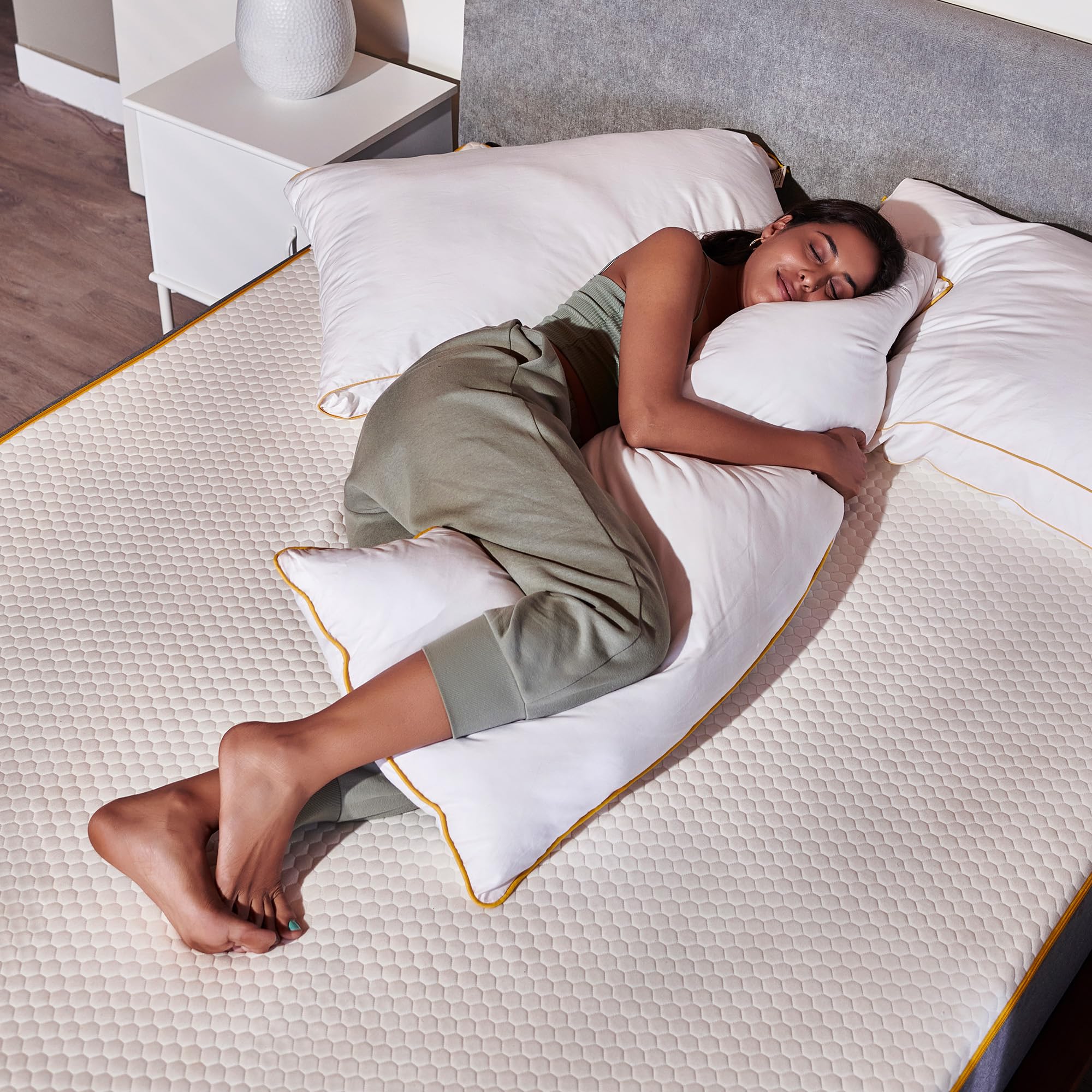 Sponsored Ad - SleepyCat Microfiber Cuddle Pillow Covered with Luxe Modal Fabric for Body Support | Ideal for Side Sleepers and Expecting Mothers | Machine Washable | 50x19 inches | 2 Attractive variants