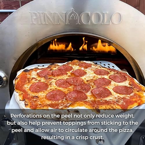 Miniatura 5 de Pala de pizza de aluminio perforado de 12 pulgadas con asa, ligera y fácil de usar, perfecta para pizza, pan y pasteles caseros