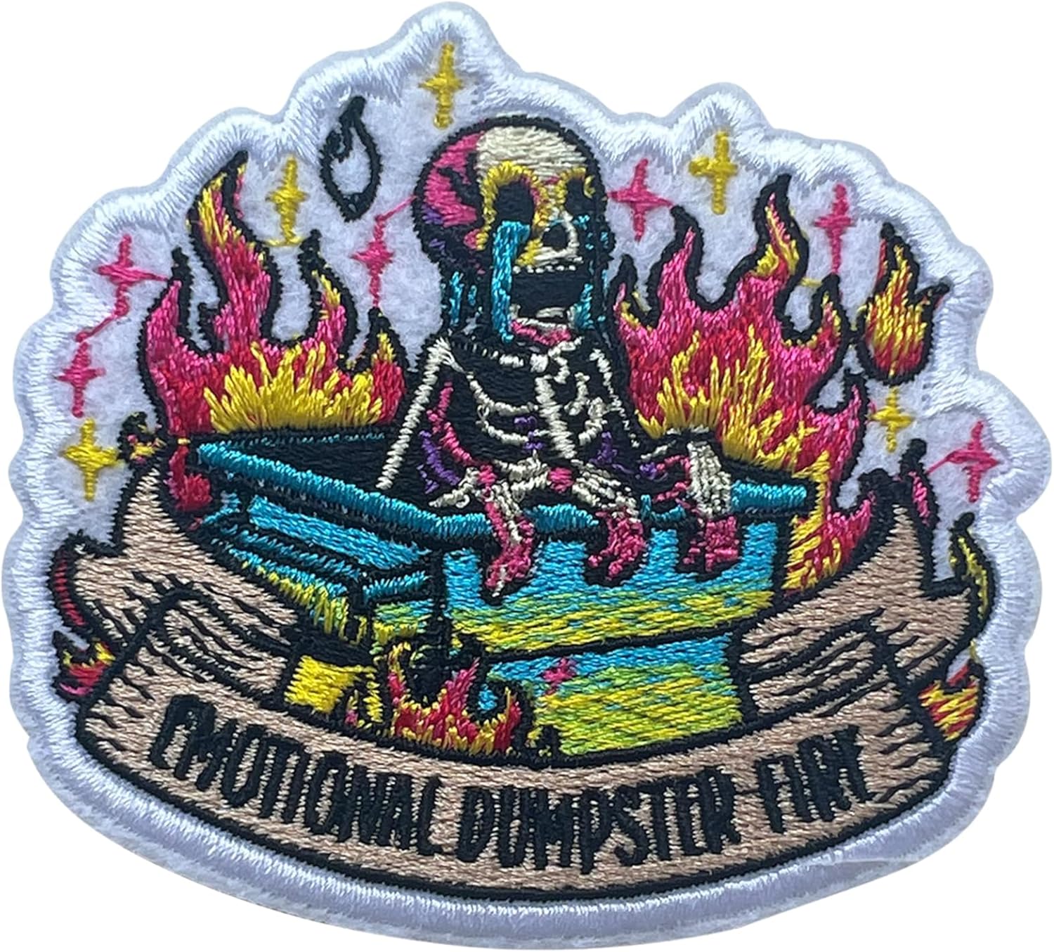 Zolawe Emotional Dumpster Fire Patch, 3 Inches Sew On Iron