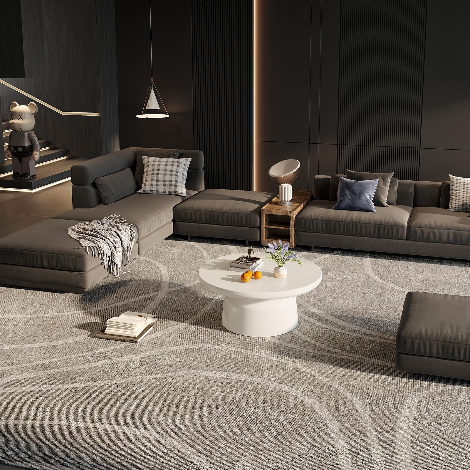Guyii Modern White Round Coffee Table – Minimalist, Elegant, and Stylish Design for Contemporary Living Room, Nordic Scandi-Style, Functional and Versatile