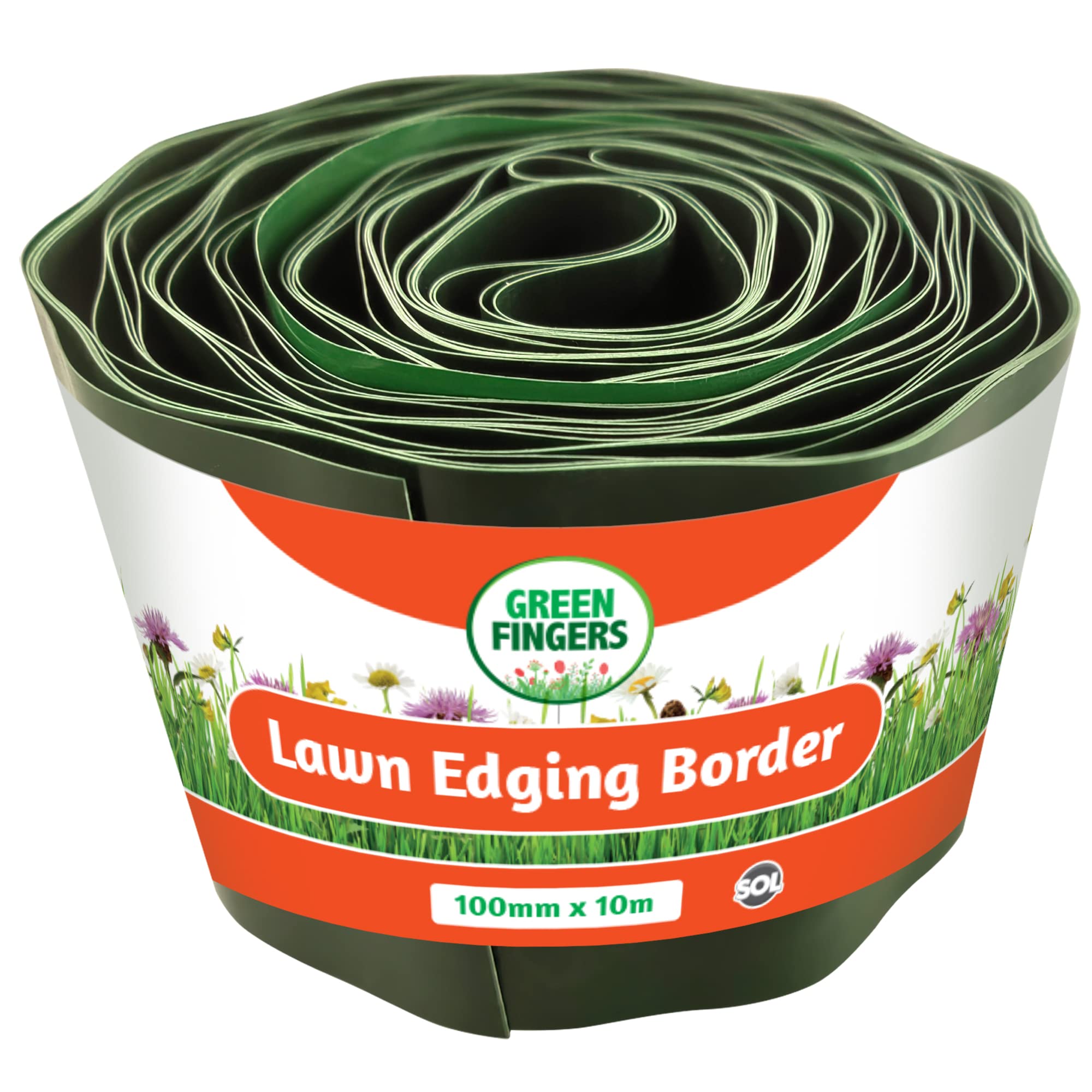 Buy SOL 100mm x 10m Plastic Lawn Edging Strip, Grass Edging Border