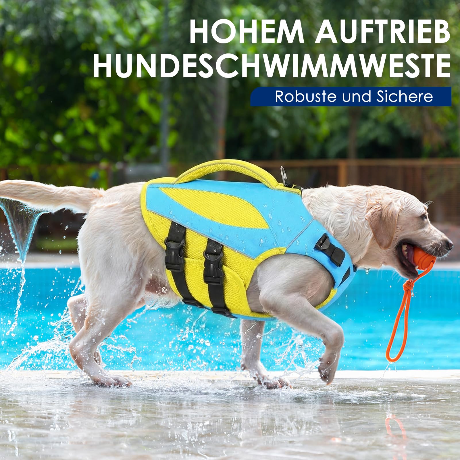 AOFITEE Schwimmweste Hund Klein, Verstellbar & Ripstop Hund Rettungsweste mit Rettungsgrif, Sicher Reflektierende Hunde Schwimmweste Hoher Auftrieb Hundeschwimmweste Kleine Hunde, Blau, S