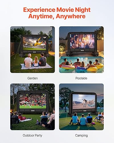 Miniatura 6 de VEVOR Pantalla de cine inflable de 14 pies, pantalla de proyector inflable con bolsa de almacenamiento portátil, proyección de película fácil de