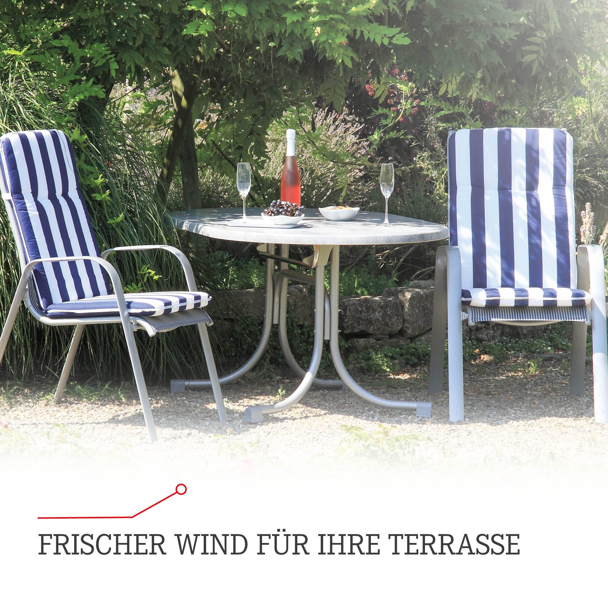 Beo Cuscino per sedia da giardino con schienale basso, lavabile, prodotto in UE secondo lo standard Öko-Tex | resistente ai raggi UV e traspirante | serie Bali | Cuscino per sedie da giardino in beige