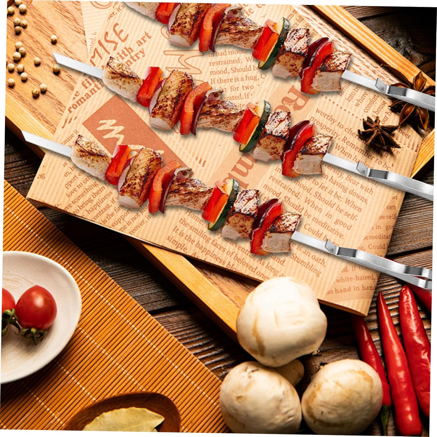 UPKOCH 1set Stainless Steel Kabob Skewers for Outdoor Grilling Reusable Bbq Meat Forks Compact Design Kebab Skewer Kit for Camping and Parties Easy to Clean and Lightweight