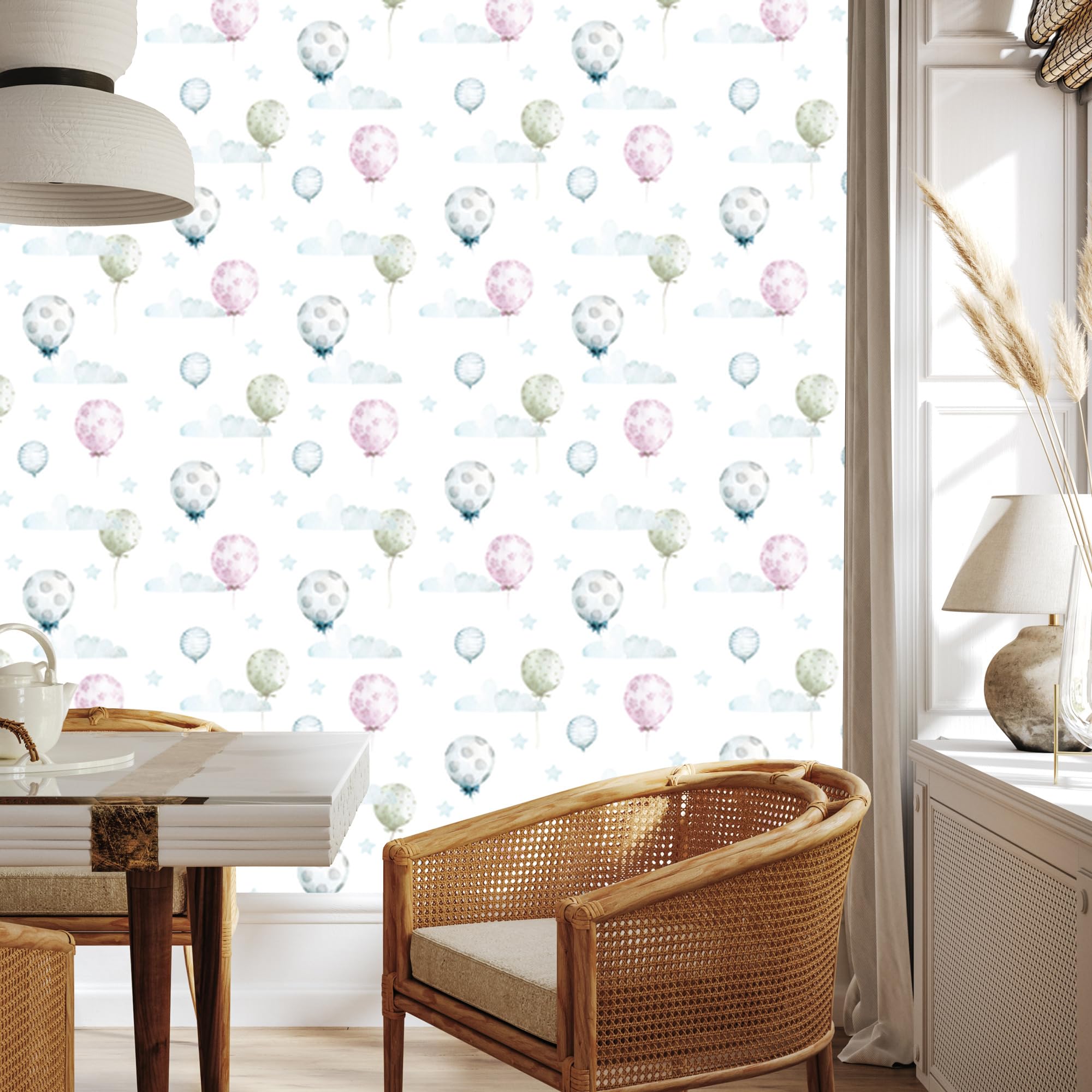 Vliestapete Pastellballons vor Sternen 50 x 1000 cm
