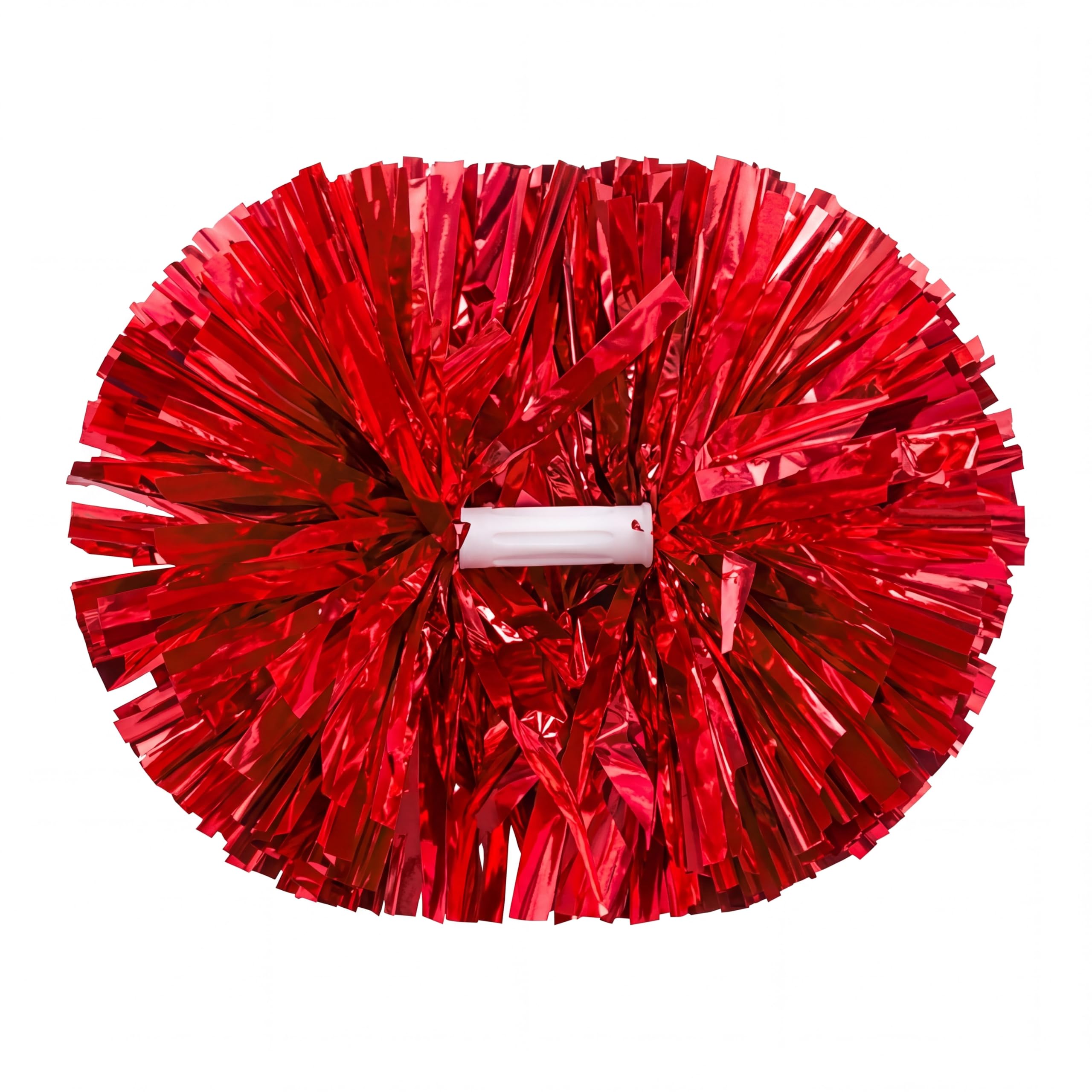 WILLBOND 1pcs Cheerleading Pom Poms Bulk Metallic Foil Cheerleader Pompoms with Baton Handle for 2026 Soccerball Basketball Cheering Squad Team Game Sports Dance Party Spirit (Red)