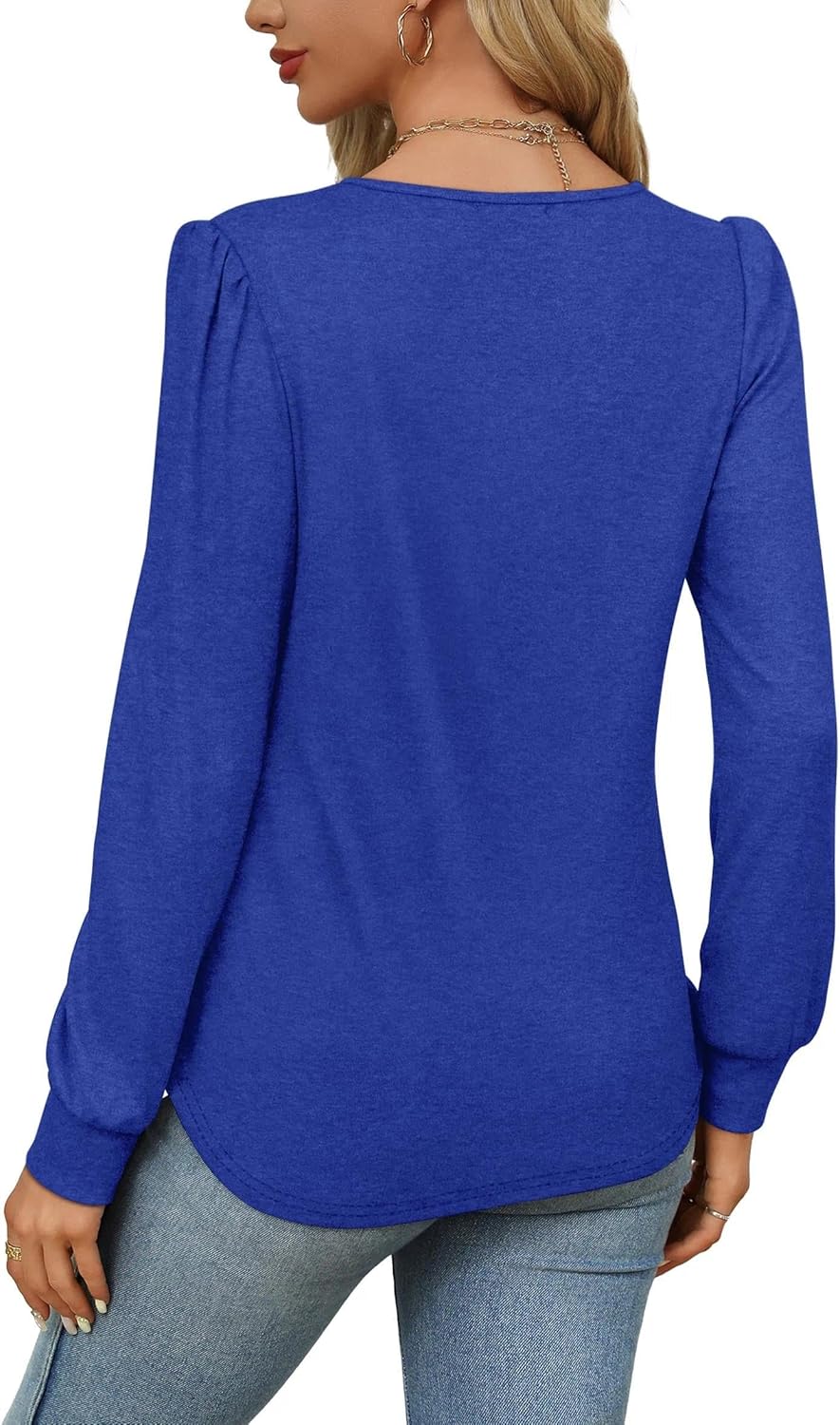 Womens Long Sleeve Tunic Tops Dressy Casual Shirts Pleated Crewneck Basic Blouses Fall 2025 Trendy Outfits - Image 5