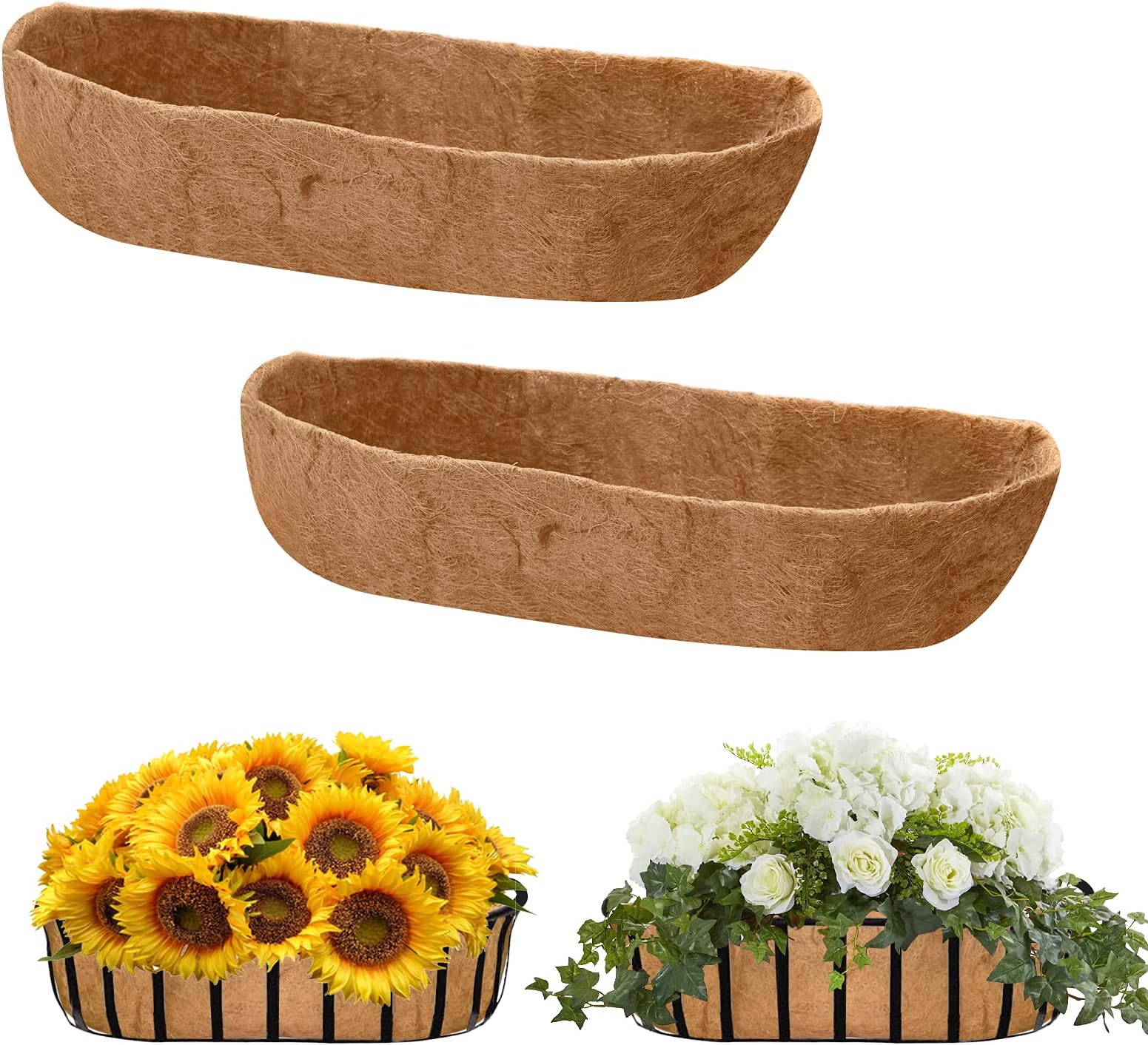 4Pcs Trough Coconut Liners for Planters, 24/30/36/48 Inch