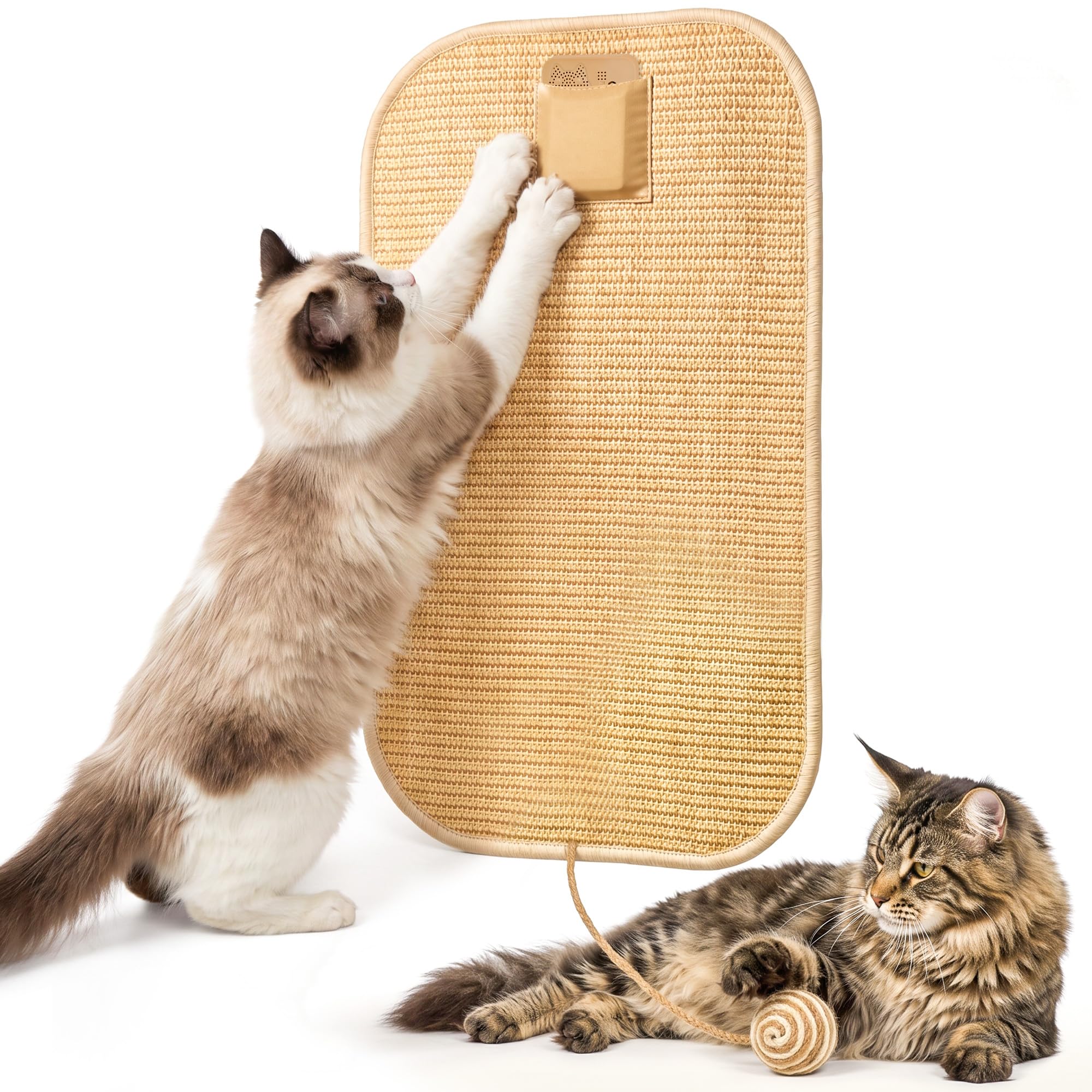 NAPRTE Interactive Cat Scratcher Mat with 3 Touch-Activated Prey Sounds
