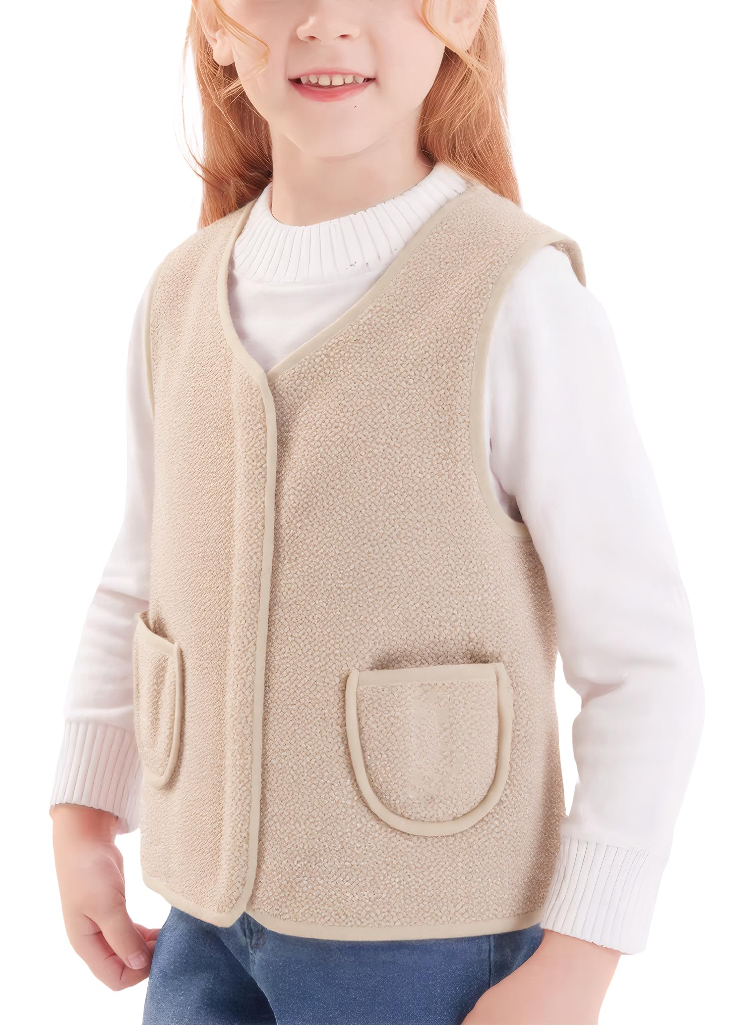 SEAUR Enfant Gilet Polaire Garçons Fille Veste Sans Manches avec Fermeture Éclair Printemps Automne Hiver Chaude Manteaux 80-160CM