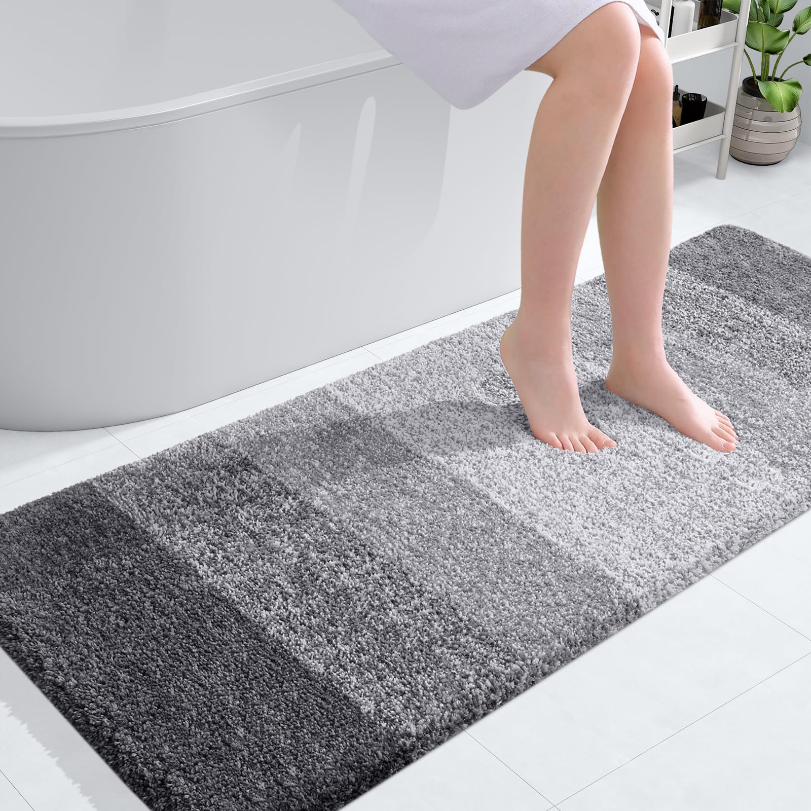 OLANLY Bathroom Runner Rugs 54x24, Extra Soft Absorbent Microfiber Bath Rugs, Rubber Backing, Quick Dry, Machine Washable Bath Mats for Bathroom Floor