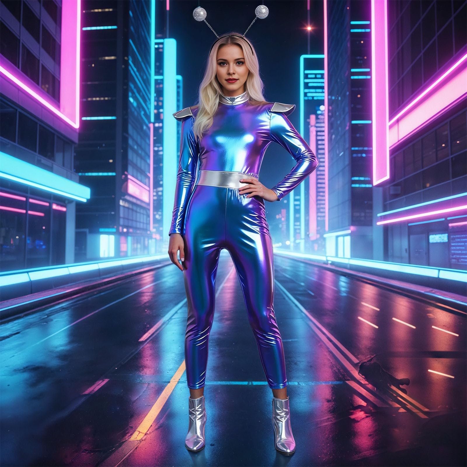 Generisch Costume da alieno futuristico per adulti, stile cortile, per giochi di ruolo di fantascienza