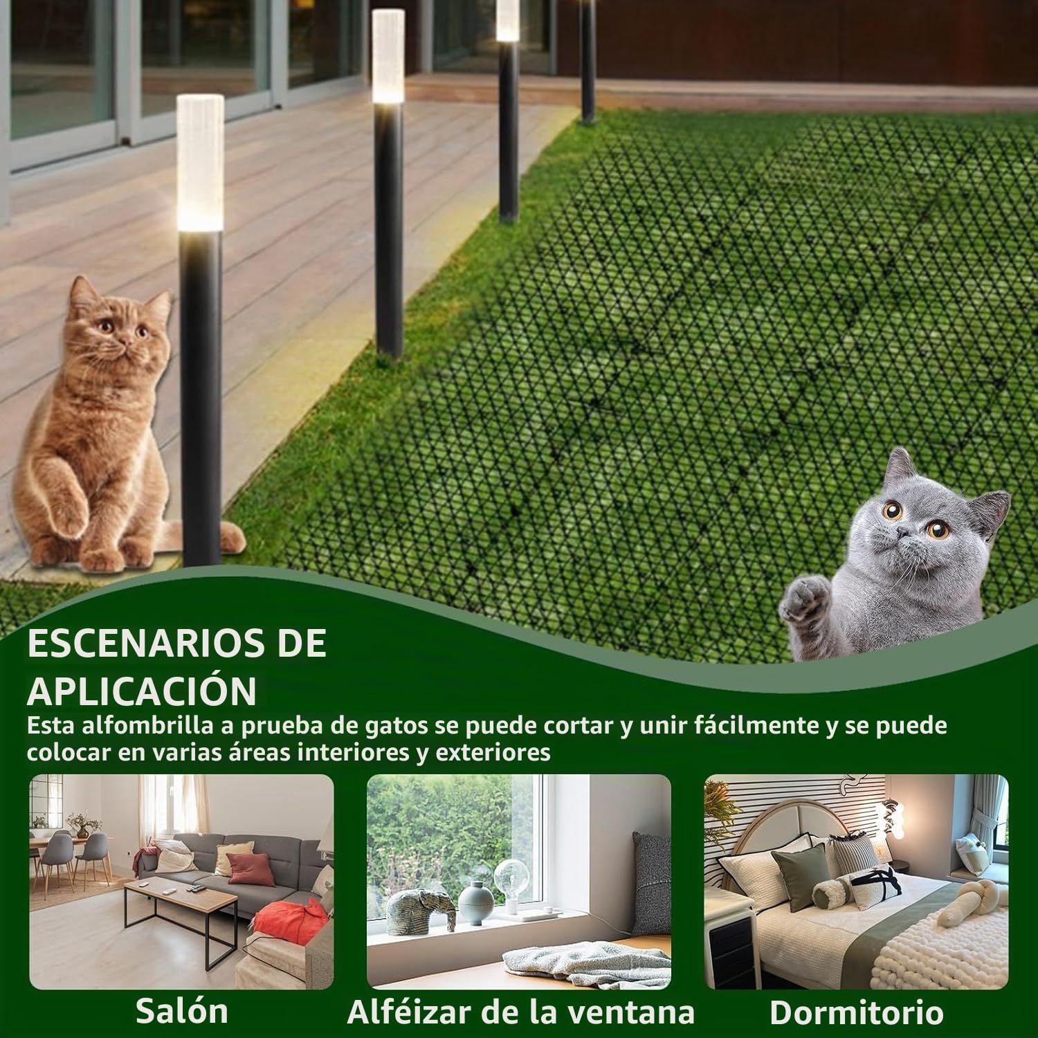 AKOLAFE Estera para excrementos de gato con 8 clavijas de metal para exteriores 400x30 CM Anti pinchos para gatos, espigas repelentes de gatos, esteras disuasorias de excrementos de perro, zorro, para