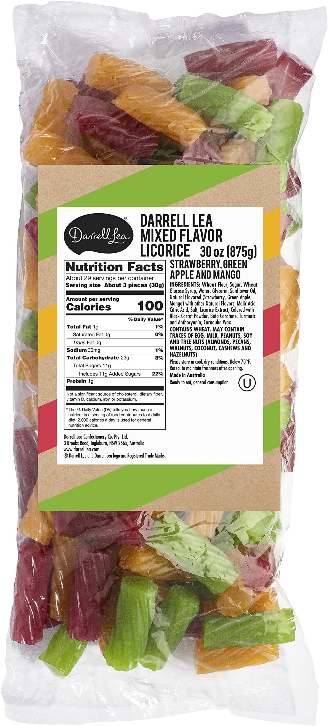 Bulk Australian Licorice, Non-GMO, No Palm Oil, No High Fructose Corn Syrup, Soft & Chewy Licorice Candy, Made in Australia (1.925 Pound Bulk Bag, Mixed Fruit)