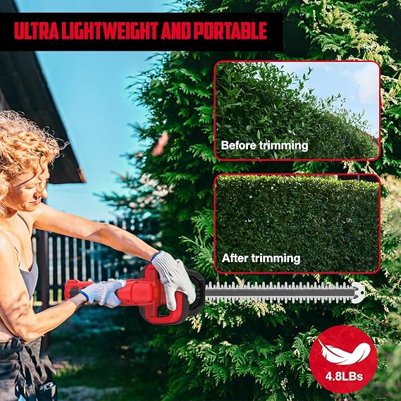 Hedge Trimmer Cordless Compatible for Milwaukee 18V Battery(NO Battery), Electric Hedge Trimmer with Brushless Motor, 22'' Dual-Action Blade & 3/5'' Cutting Capacity for Garden Yard Trim