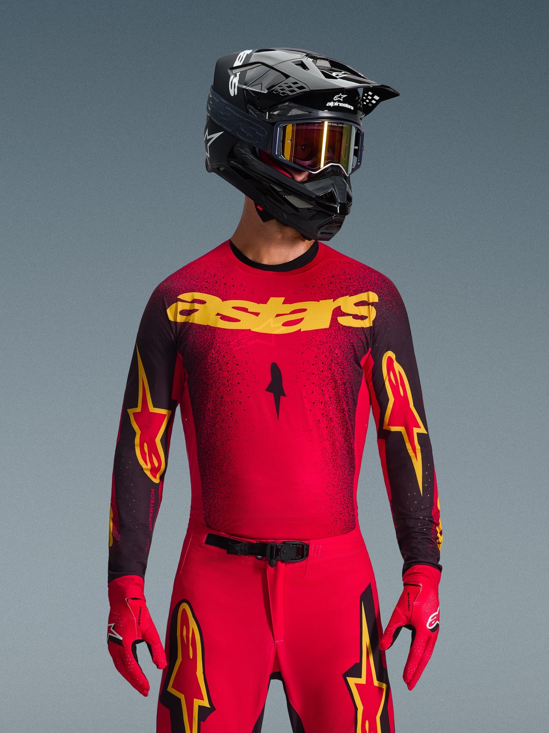 Alpinestars Supertech Scenz Maglia da motocross, nero rosso giallo, XL