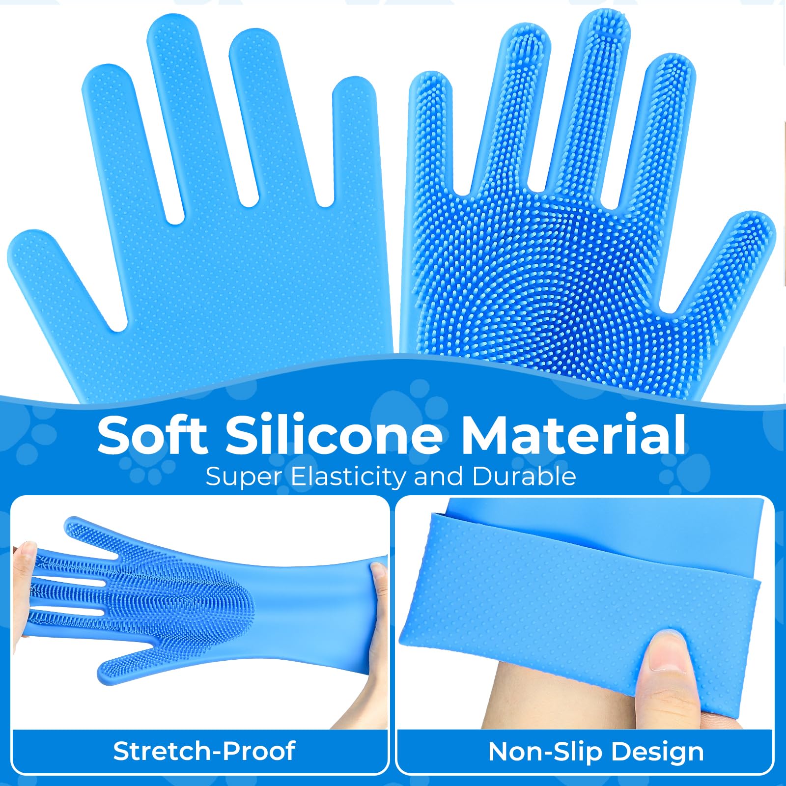 2PCS Dog Washing Gloves and Dog Bath Brush, high-Density Teeth Design pet Grooming Gloves, 2-in-1 Pet Grooming kit ，Suitable for Dogs and Cats to bathe, depilate, and Massage - image 7