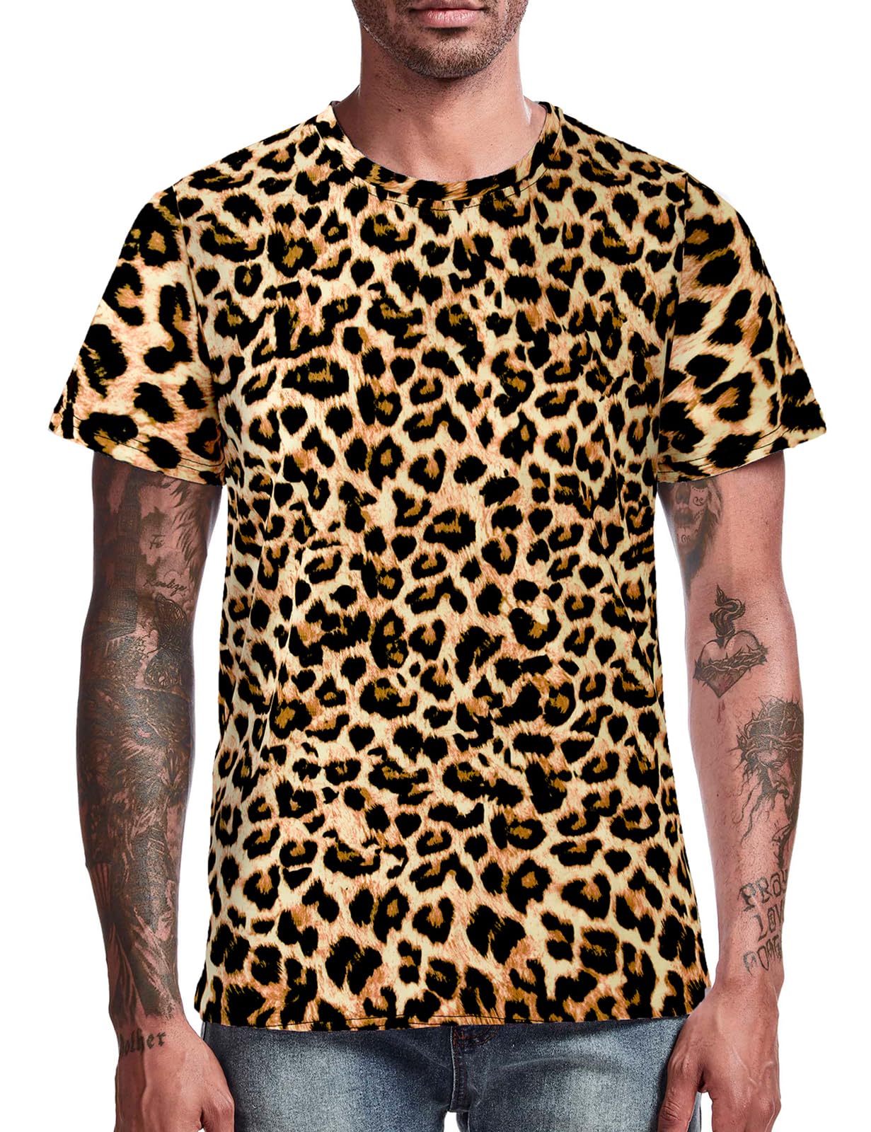 Funny World Men's Animal Print T-Shirt Graphic Short Sleeve Halloween Costume