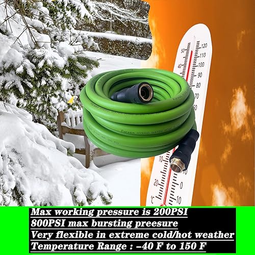 Miniatura 4 de Manguera de jardín de 58 pulgadas x 50 pies, híbrida, sin torceduras, resistente, ligera, flexible, accesorios macho hembra, mango de agarre