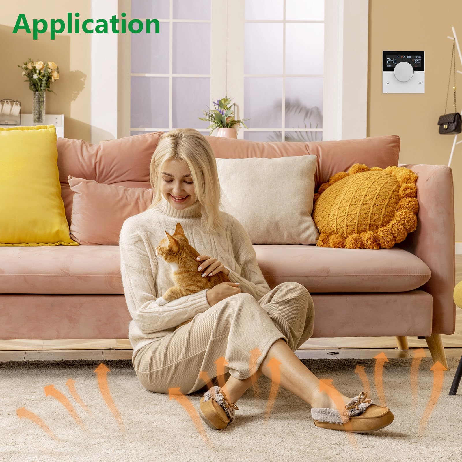 Wengart Smart WiFi Raumthermostat für Eigenheimbesitzer mit wasserführender Fußbodenheizung gegen Energieverlust beim Lüften mit umschaltbarem Heizen/Kühlen-Modus und großem Drehknopf