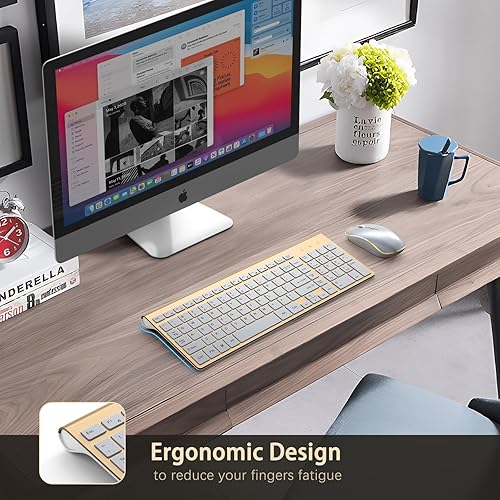 Vista 42 de JOYACCESS Teclado y mouse inalámbricos, 2.4G ergonómico y delgado, teclado de computadora inalámbrico diseñado para Windows, PC, computadora Negro