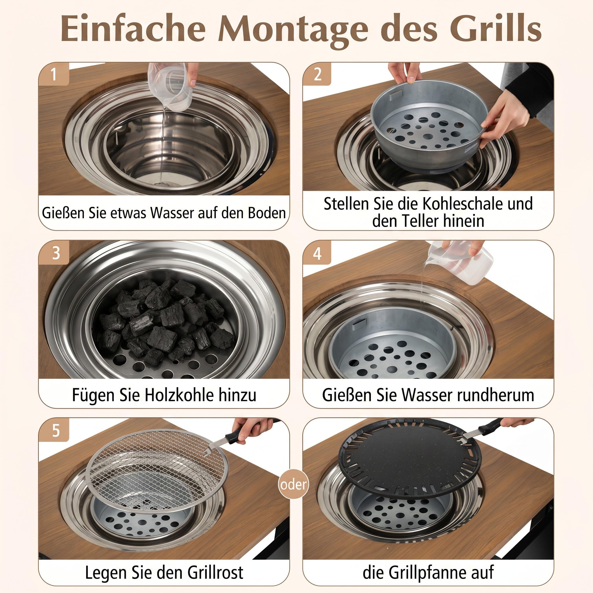 COSTWAY Grillwagen Outdoor, Grilltisch auf Rollen, Servierwagen mit Holzkohlegrill, klappbarem Seitentisch, Arbeitsfläche Holzoptik & 2 Ablagen, Metall, für BBQ Garten Terrasse, 94,5x75x78,5 cm, Braun