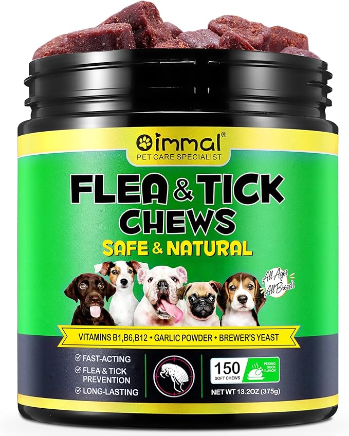 Flea and Tick Prevention for Dogs Chewables, 150 Tablets Natural Flea