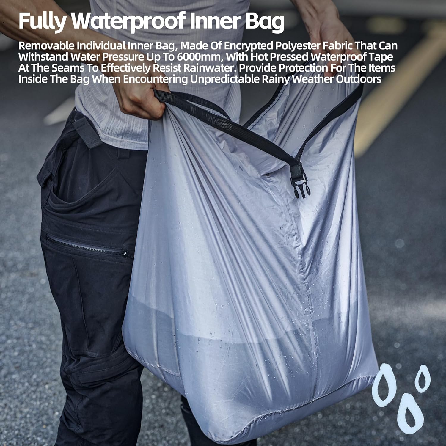 Rhinowalk Motorcycle Tail Bag, Waterproof Hard Shell Rear Seat Bag, 23-35L Expandable Helmet & Luggage Storage for Motorbikes - Image 5