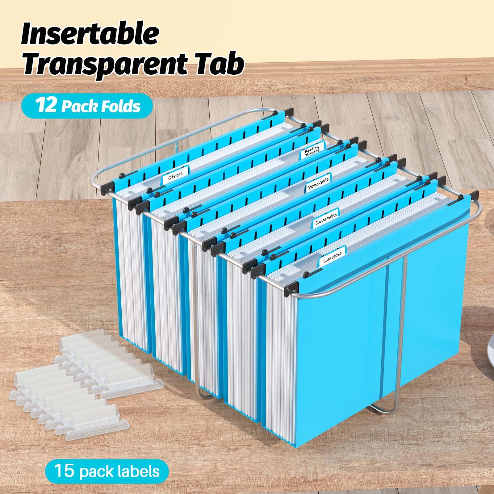 SHUTEX Lot de 12 dossiers suspendus en plastique renforcés, capacité supplémentaire, extension de 5,1 cm, dossiers d'armoire de classement verts, format lettre, pour fichiers en vrac, graphiques