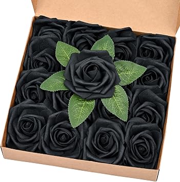 BLEUM CADE 16Pcs Artificial Flowers Fake Foam Roses with Stems for Wedding