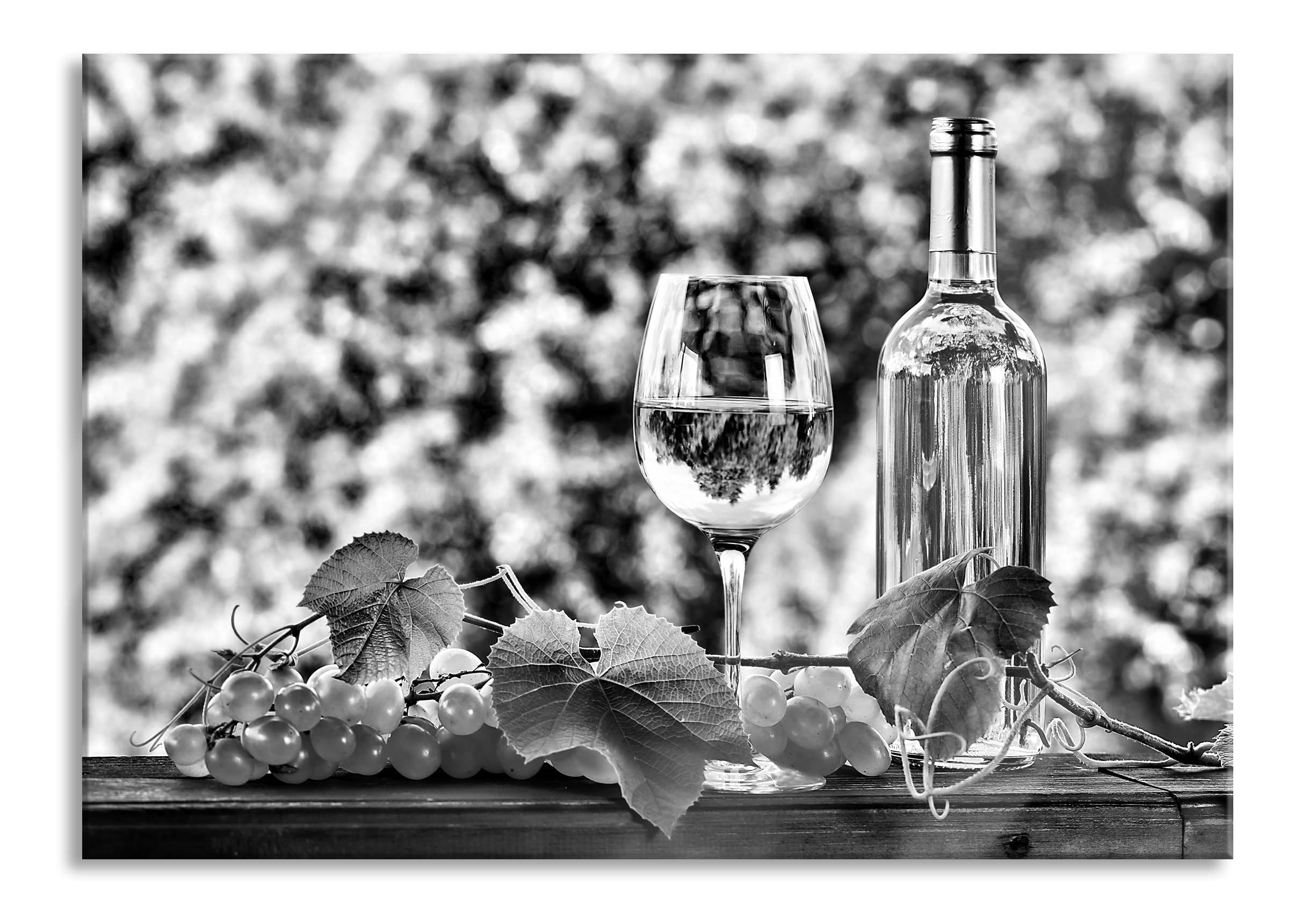 Pixxprint Glasbild, Wandbild aus Echtglas, Wein und Weintrauben, 100x70 cm, inkl. Aufhängung und Abstandshalter