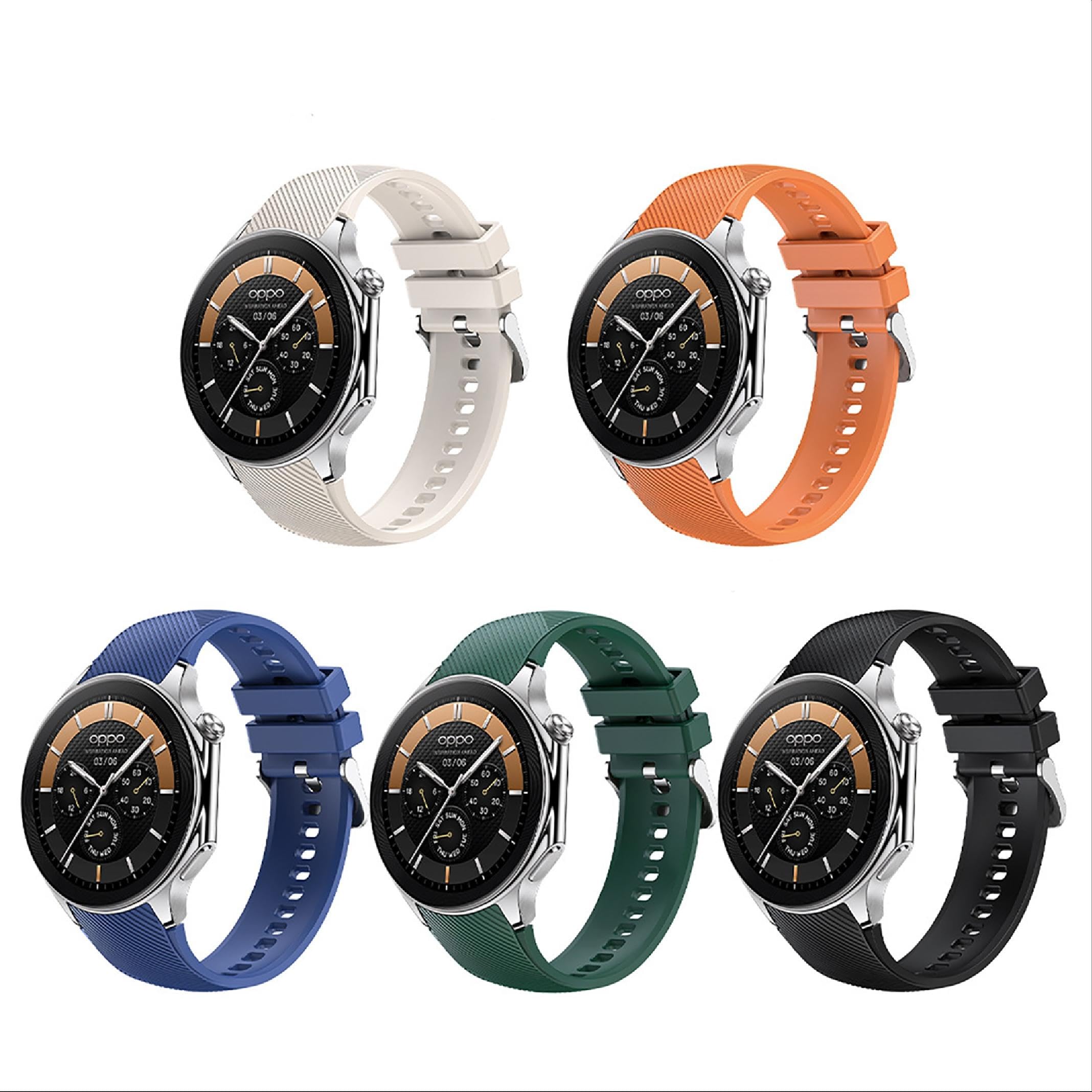 GIOPUEY Pasek kompatybilny z OnePlus Watch 3/2/2R/OPPO Watch X, miękki silikonowy pasek do zegarka, zamiennik paska [odporny na zużycie] [oddychający] - niebieski (Midnight Blue)
