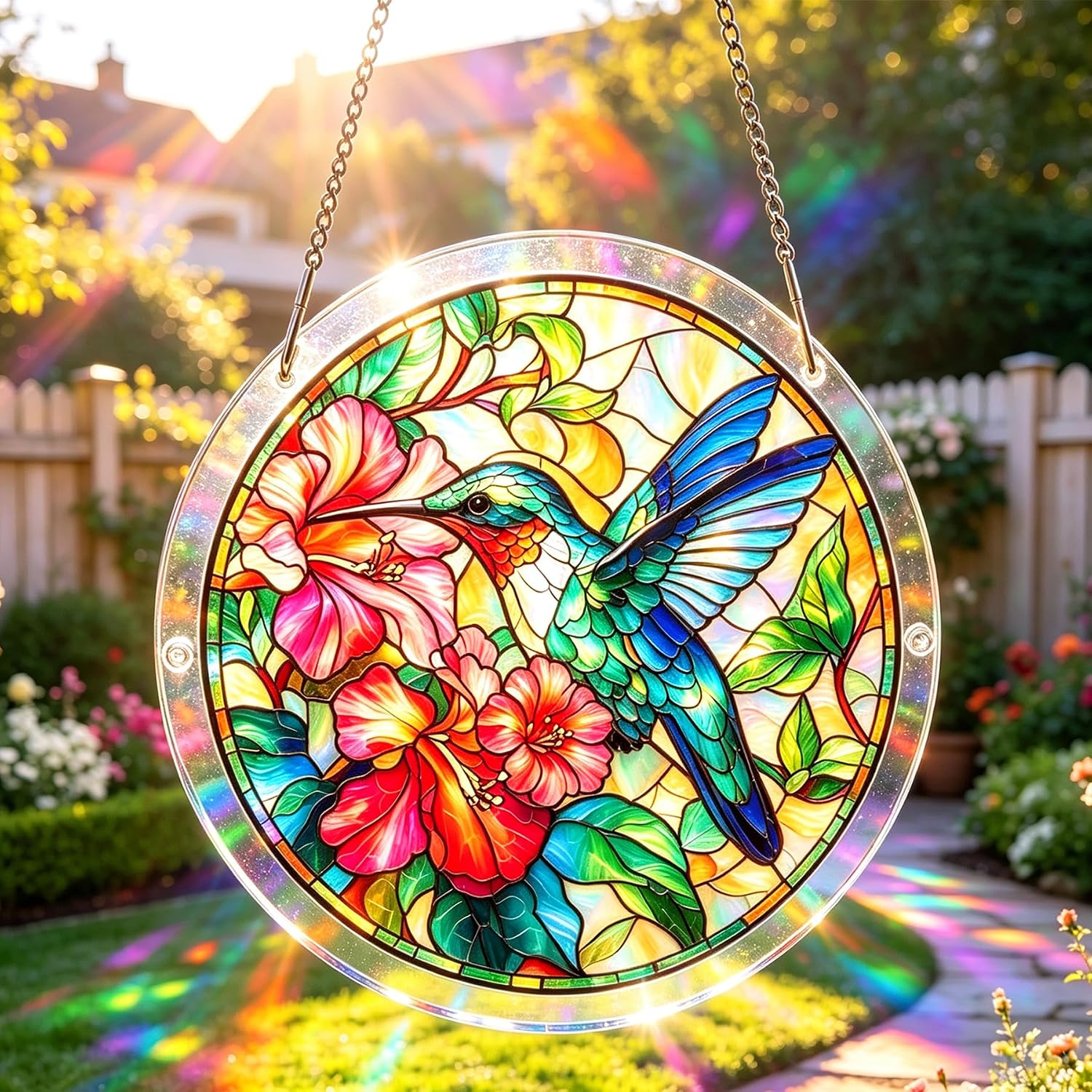 Acrylic Puzzle Suncatcher 83 Pieces, 9.84 inch DIY SunCatchers Puzzles Window Hanging, Emerald Flame Hummingbird Sun Catchers Puzzle, Home & Garden Decor, Gifts for Family Friends (Style A, 9.84inch)
