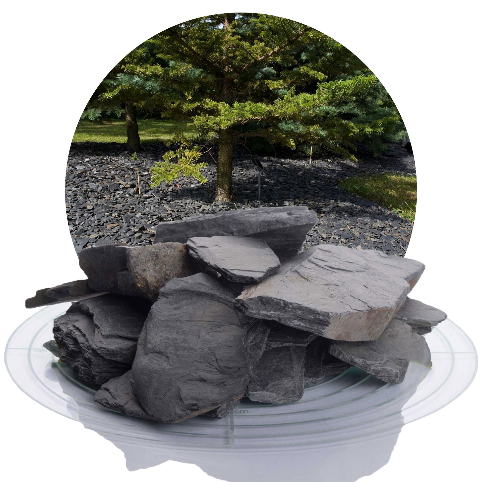 Schicker Mineral Gravier décoratif Noir 40-70 mm 25 kg, Gravier d'ardoise provenant d'Allemagne, Ardoise concassée, Pierre Naturelle aux Couleurs résistantes, idéale pour l'aménagement de Jardins