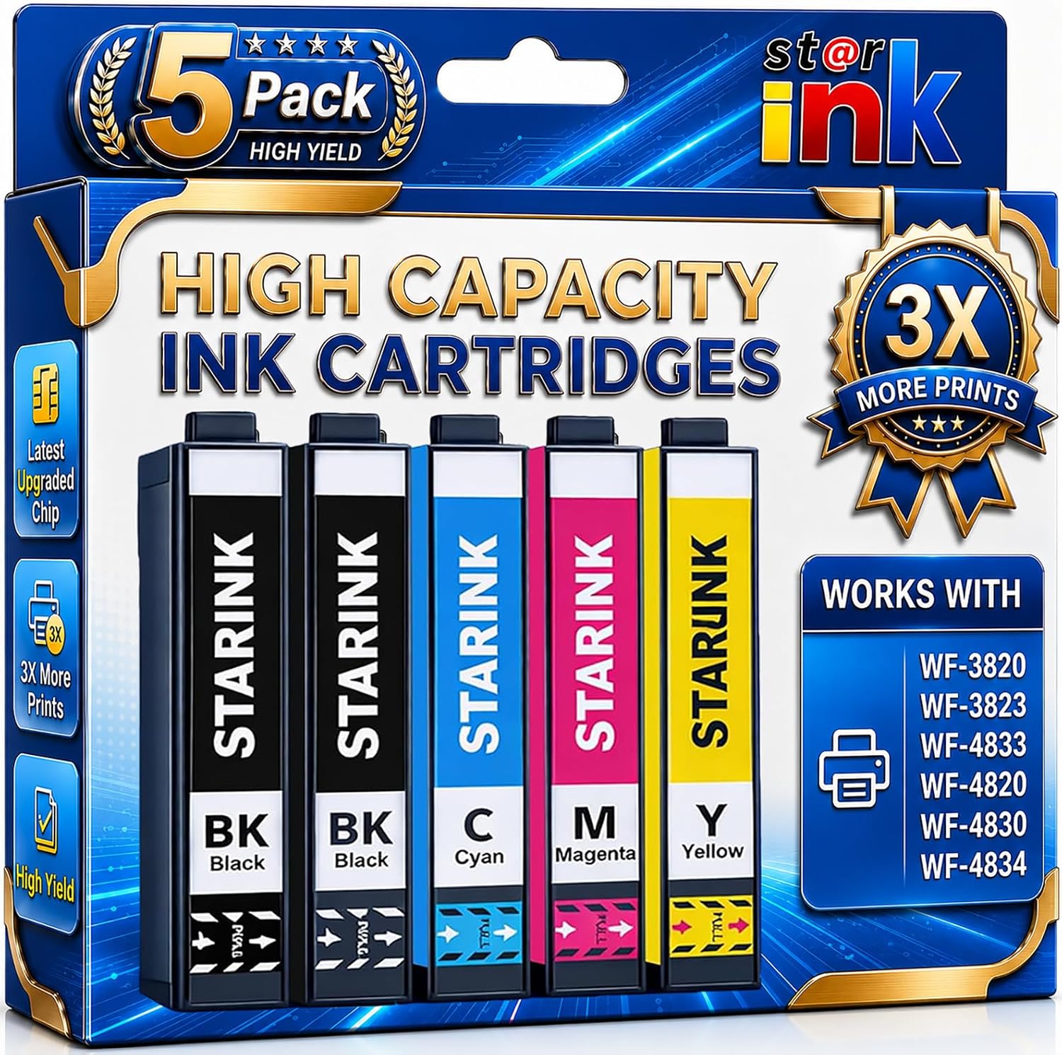 Remanufactured Ink Replacement for Epson 822XL Ink Cartridges Combo Pack
