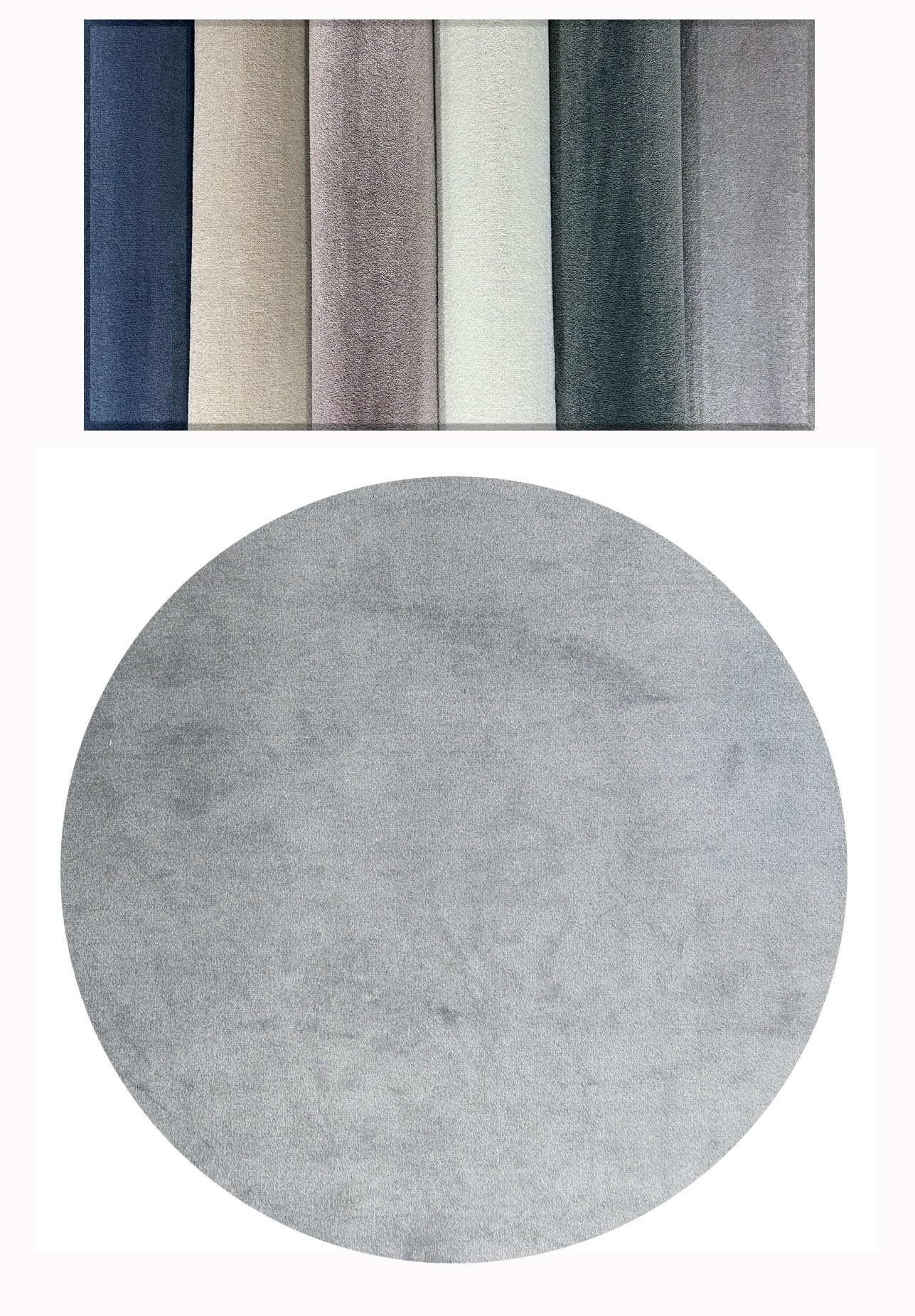 Tapis rond uni gris Tadi & Imperio2006 idéal pour réchauffer un petit salon