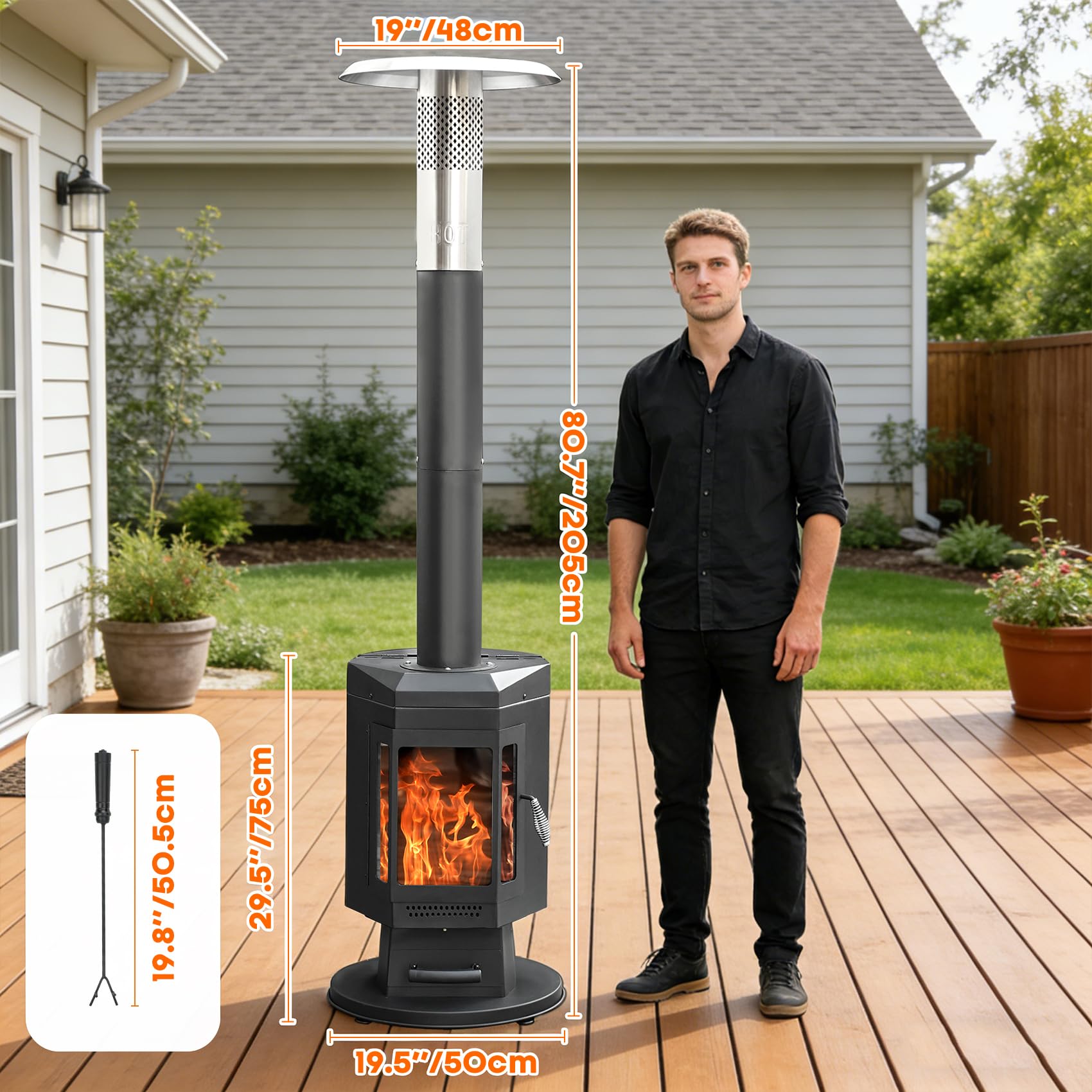 Onlyfire Stufa da Esterno a Pellet in Legno con Attizzatoio