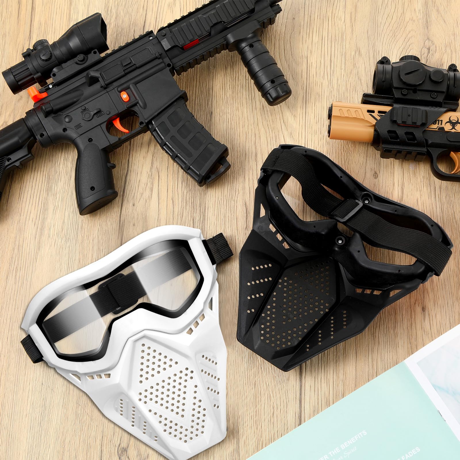 RoundFunny 8-pak masek taktycznych dla dzieci z okularami ochronnymi do ochrony oczu, pełna maska ochrona oczu na Boże Narodzenie prezenty dla dzieci CS Airsoft strzelanka impreza