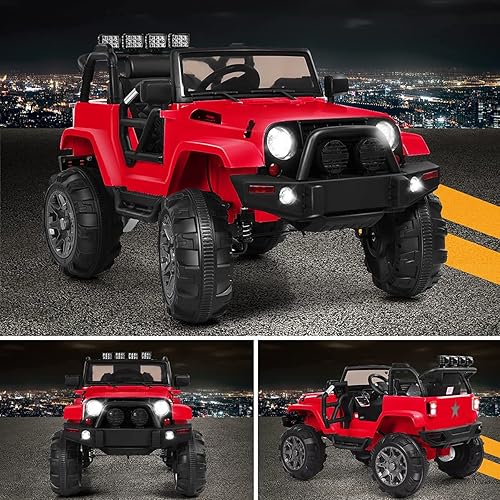 Miniatura 9 de Camión eléctrico de 12 V, automóvil de 12 V con control remoto parental de 2.4 GHZ, puerta doble con bloqueo magnético, cinturón de seguridad,