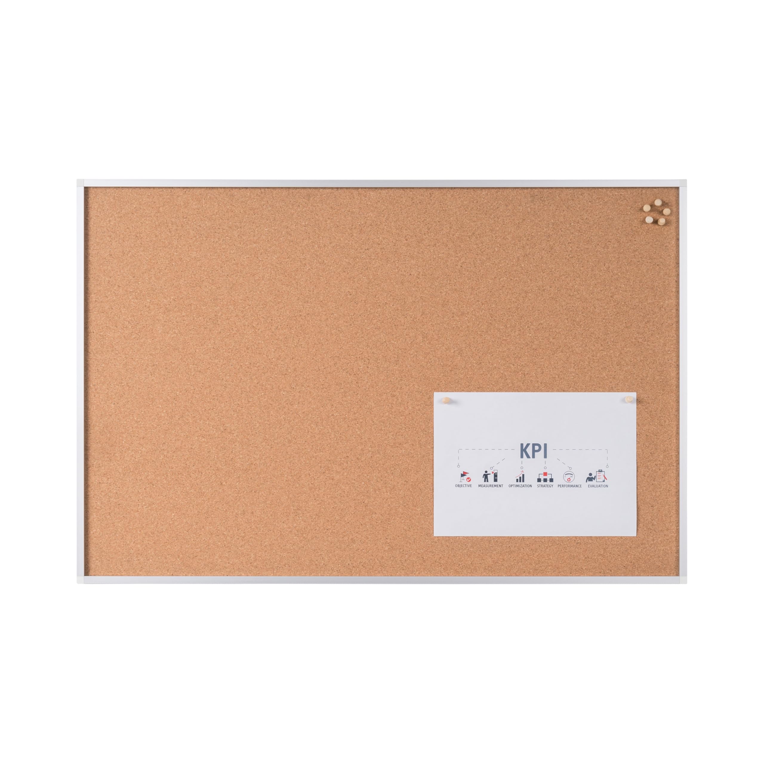 Bi-Office Earth Honesty - Kork-Pinnwand, naturfarbener Aluminiumrahmen, 900 x 600 mm