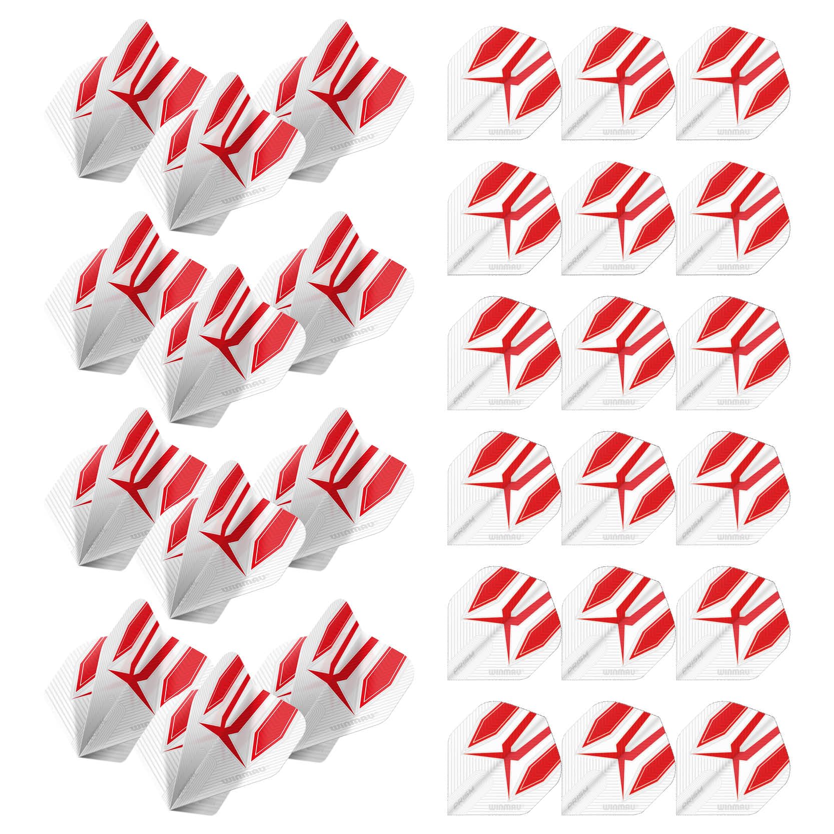 WINMAU Prism Alpha Design Extra Thick Dart Flights - 10 sets per pack (30 dart flights in total) (White & Red)