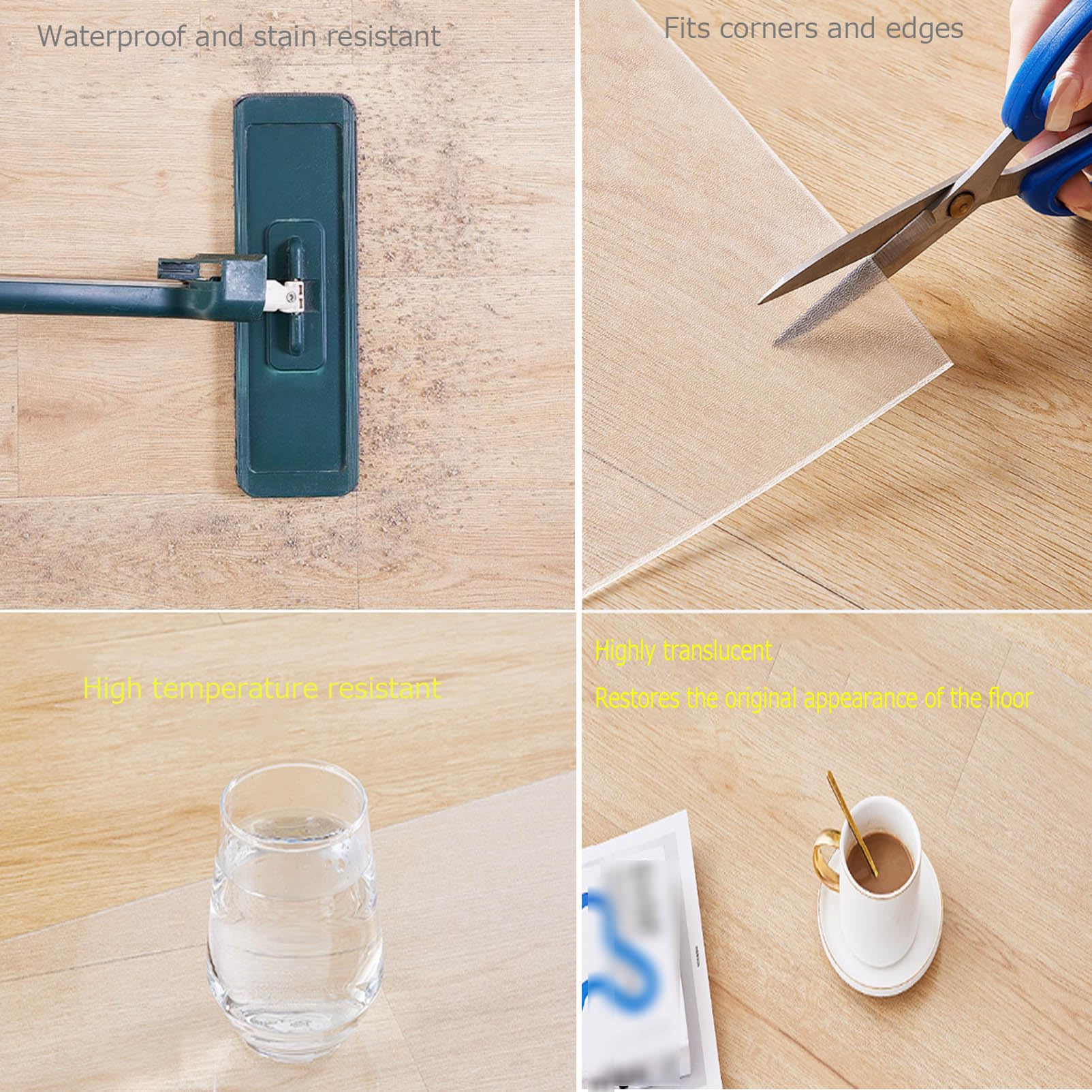 Protector de suelo de PVC transparente de 2 mm de grosor para madera dura y azulejos, 60 x 130 cm, duradero, ideal para estaciones de trabajo y cocinas