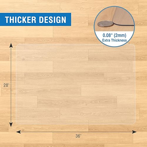 Miniatura 2 de Tapete transparente para silla, 36 x 28 pulgadas, tapete para silla para suelos duros, tapete de vinilo para el hogar, oficina, cocina, sala de