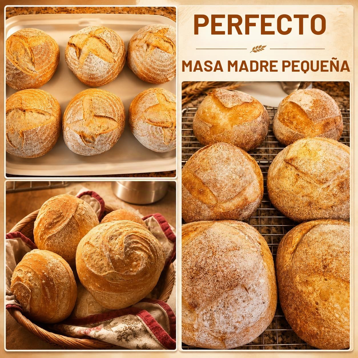 Banneton - Cesta de prueba de pan, 6 cestas pequeñas de 6 pulgadas, cesta de prueba de masa madre con ratán natural para panaderos profesionales y domésticos